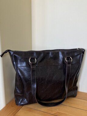 Holiday Group Brown Business Shoulder Bag Padded Laptop Pocket Leather-Look